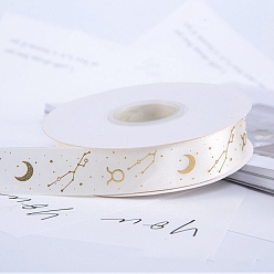 Old Lace 22M Gold Stamping Constellations Polyester Ribbons, Garment Accessories, Old Lace, 1 inch(25mm), about 24.06 Yards(22m)/Roll