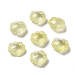 Light Khaki Transparent Glass Beads, Lock, Light Khaki, 14x16x7mm, Hole: 1.2mm