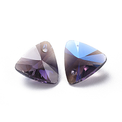 Améthyste Charmes de strass en verre, facette, triangle, améthyste, 11x11.5x6mm, Trou: 1.2mm
