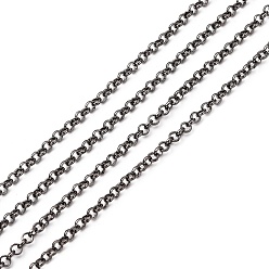 Gunmetal Iron Rolo Chains, Round, Belcher Chain, with Spool, Unwelded, Lead Free, Gunmetal, 3x1mm