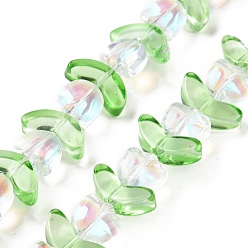 Clear AB Electroplate Transparent Glass Beads Strands, Tulip, Clear AB, 6.5~9x9~14x4~5.5mm, Hole: 1mm, about 29pcs/strand, 15.71''(39.9cm)