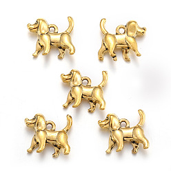 Матовый Золотой Цвет Подвески из сплава , собака прелести, матовый золотой цвет, 14x16 мм, отверстие : 2 мм