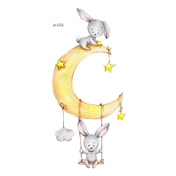 Луна Съемные временные татуировки с рисунком кролика, бумажные наклейки, луна, 10.5x6 см