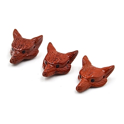 Red Jasper Natural Red Jasper Carved Healing Wolf Head Figurines, Reiki Energy Stone Display Decorations, 38x28mm