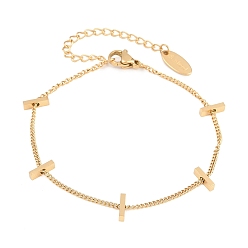 Золотой 304 из нержавеющей стали ссылка браслеты, кубинские цепочные браслеты для женщин, прямоугольные, ионное покрытие (ip), долговечный, золотые, 6.30 дюйм (16 см)