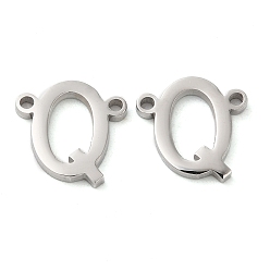 Letter Q Non-Tarnish 304 Stainless Steel Connector Charms, Letter, Letter Q, 11x11x1.5mm, Hole: 1.2mm