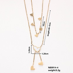 Белый Стильные 304 ожерелья с подвеской в форме сердца из нержавеющей стали и пластика, двухслойное ожерелье, с кабельной цепочкой для женщин и девочек, белые, 15.75 дюйм (40 см)