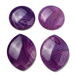 Purple Natural Striped Agate/Banded Agate Cabochons, Flat Round/Horse Eye, Dyed & Heated, Purple, 29.5~41.5x29.5~31x6.5~7mm