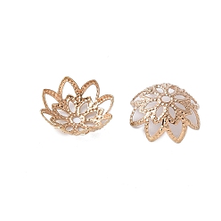 Light Gold Латунные причудливые шапочки для бус, без свинца и без никеля , цветок, золотой свет, 10x4 мм