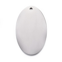 Stainless Steel Color 304 Stainless Steel Pendants, Stamping Blank Tag, Oval, Stainless Steel Color, 24x15x1mm, Hole: 1.2mm