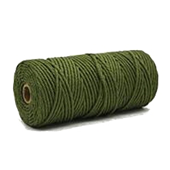 Olive Drab Cotton String Threads, Macrame Cord, Decorative String Threads, for DIY Crafts, Gift Wrapping and Jewelry Making, Olive Drab, 4mm, about 109.36 Yards(100m)/Roll