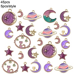 (52) Непрозрачная лаванда 45 шт 9 стили подвески из сплава эмали, разнообразные, разноцветные, 11.5~25x7.5~23.5x1~2.3 мм, отверстие : 1.5~3 мм, 5 шт / стиль