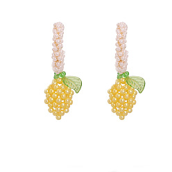 Yellow Cute Pineapple Ear Drops - Simple Colorful Plastic Earrings - Minimalist