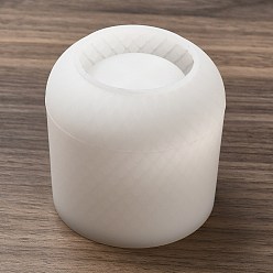 WhiteSmoke Column with Net Pattern DIY Candle Cups Silicone Molds, Creative Aromatherapy Candle Cement Cup Supply DIY Concrete Candle Cups Resin Moulds, WhiteSmoke, 6.85x6.95cm, Inner Diameter: 4.7cm