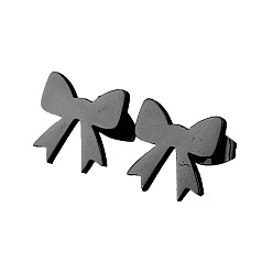 Черный Симпатичные серьги-гвоздики из нержавеющей стали с бантом - милый и модный дизайн в виде бабочки.