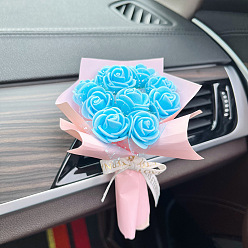 ice blue Car Aromatherapy Ornament Handmade DIY Mini Rose Clip Immortal Bouquet Car Air Vent Decoration