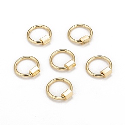 Golden Brass Screw Carabiner Lock Charms, for Necklaces Making, Round Ring, Golden, 20x19x2mm, Screw: 6x5.5mm