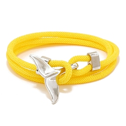 Yellow Cotton Cord Bracelets, with Alloy Finding, Yellow, 24-3/4 inch(63cm)