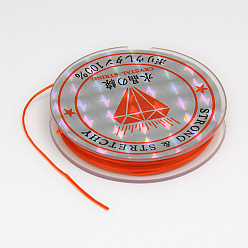 Orange Red Flat Elastic Crystal String, String Cord Crystal Threads, Orange Red, 0.8mm, about 10.93 yards(10m)/roll