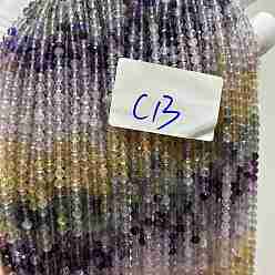 Fluorite Natural Fluorite Beads Strands, Faceted, Round, Grade A, 4mm, Hole: 0.5mm, about 95pcs/strand, 14.96''(38cm)