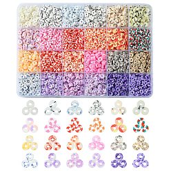 Mixed Color 168G 24 Colors Eco-Friendly Handmade Polymer Clay Beads, Disc/Flat Round, Heishi Beads, Mixed Color, 6x1mm, Hole: 2mm, 7g/color