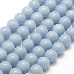 Angelite Natural Angelite Beads Strands, Anhydrite Beads, Round, 8mm, Hole: 1mm, about 46pcs/strand, 15.5 inch(39.5cm)