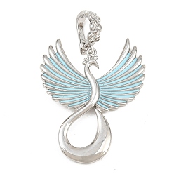 Azul Cielo Colgantes de latón esmaltado, encantos de pavo real, sin plomo y cadmio, chapado en rack, larga duración plateado, Platino, luz azul cielo, 50 mm