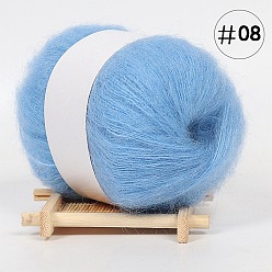 Light Sky Blue 25g Angora Mohair Wool & Acrylic Fiber Knitting Yarn, for Shawl Scarf Doll Crochet Supplies, Round, Light Sky Blue, 1mm