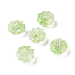 Yellow Green Transparent Spray Painted Glass Beads, Sunflower, Yellow Green, 15x10mm, Hole: 1.2mm