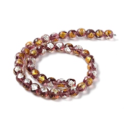 Dark Red Handmade Gold & Silver Foil Lampwork Beads, Round, Dark Red, 12mm, about 33pcs/strand, 15.59 inch(39.6cm)