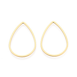 Настоящее золото 18K 304 нержавеющей стали связывающий кольца, слеза, ионное покрытие (ip), реальный 18 k позолоченный, 32x22x1 мм, внутренней меры: 29.5x20 мм