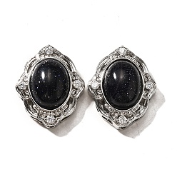 Камень с Пылевым Золотом Синтетические синие золотые многожильные звенья, цветок, с латунными микро проложить кубических выводы циркония, стойки покрытие, без свинца и без кадмия, 21x17.5x9.5 мм, отверстие : 1.8 мм