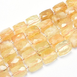 Citrine Grade A Natural Citrine Beads Strands, Faceted, Cuboid, 15~16x11~12x11~12mm, Hole: 1.5mm, about 20~22pcs/strand, 15.3~15.7 inch(39~40cm)