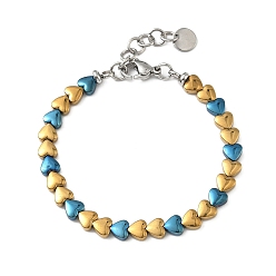 Разноцветный Браслеты-цепочки из искусственного гематита в форме сердца для женщин, с 304 фурнитурой из нержавеющей стали, красочный, 6-7/8 дюйм (17.6 см)