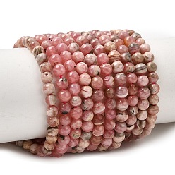 Rhodochrosite Round Natural Rhodochrosite Bead Strands, 4~5mm, Hole: 1mm, about 98pcs/strand, 14.56~14.96 inch(37~38cm)