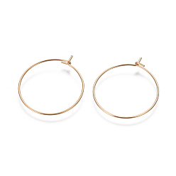 Real 18K Gold Plated 304 Stainless Steel Hoop Earring Findings, Real 18k Gold Plated, 21 Gauge, 25x0.7mm