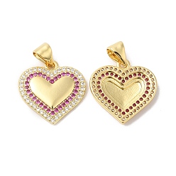 Real 16K Gold Plated Brass Micro Pave Cubic Zirconia Pendants, Heart, Real 16K Gold Plated, 16.5x16x2mm, Hole: 4.5x3mm