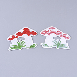 Colorful Computerized Embroidery Cloth Iron on/Sew on Patches, Appliques, Costume Accessories, Mushroom, Colorful, 46x60x1.5mm