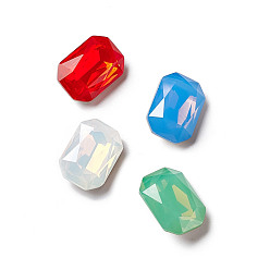 Mixed Color Opal Style K9 Glass Rhinestone Cabochons, Pointed Back & Back Plated, Octagon Rectangle, Mixed Color, 14x10x5.5mm