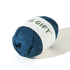 Marine Blue Polyester Cloth Yarn, For Hand Knitting Thick Thread, Crochet Cloth Yarn, Marine Blue, 5mm, about 32.81 Yards(30m)/Skein