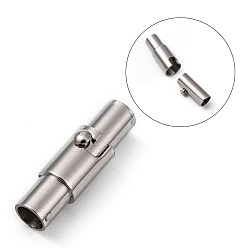 Stainless Steel Color 304 Stainless Steel Locking Tube Magnetic Clasps, Column Magnetic Closure, Stainless Steel Color, 16.5x4.5mm