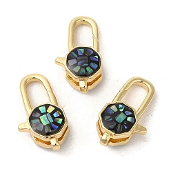 Черный Латунные эмалированные застежки-лобстеры, с оболочкой, долговечный, без свинца и без кадмия, реальный 18 k позолоченный, круглые, чёрные, 18x10x6.5 мм, отверстие : 1.5 мм