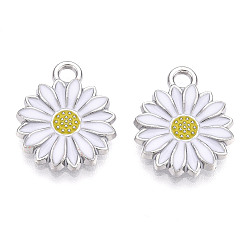 Белый Подвески из эмали и сплава, маргаритка, разноцветные, белые, 16x13x2 мм, отверстие : 2 мм