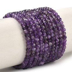 Аметист Природный аметист нитей бисера, граненые, рондель, 4x3 мм, отверстие : 1 мм, около 102 шт / нитка, 15.7 дюйм