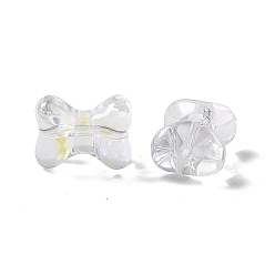 White Electroplate Transparent Glass Bead, AB Color, Bowknot, White, 9.5x12.5x7mm, Hole: 1.2mm