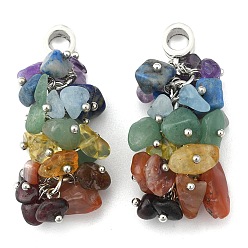 Mixed Stone Natural Gemstone Pendants, with Tibetan Style Hangers and Brass Findings, Chakra, 50mm, Hole: 5mm