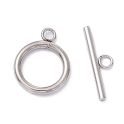 Stainless Steel Color 304 Stainless Steel Toggle Clasps, Stainless Steel Color, Ring: 23x18x2.5mm, Hole: 3mm, Bar: 25x7.5x2.5mm, Hole: 3mm