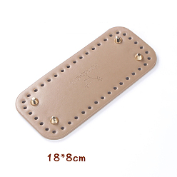 Tan PU Leahter Knitting Crochet Bags Bottom, Rectangle with Word Handmade, Bag Shaper Base Replacement Accessaries, Tan, 18x8cm, Hole: 5mm