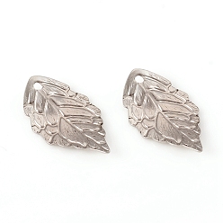 Stainless Steel Color 304 Stainless Steel Pendants, Leaf, Stainless Steel Color, 17.5x10x2mm, Hole: 1mm