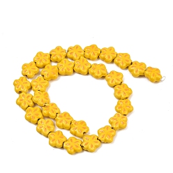 Золотистый Фарфоровые эмалевые бусины ручной работы, цветок, пастельный фарфор, золотые, 12~12.5x11~12.5x5.5~6 мм, отверстие : 1.6~2 мм